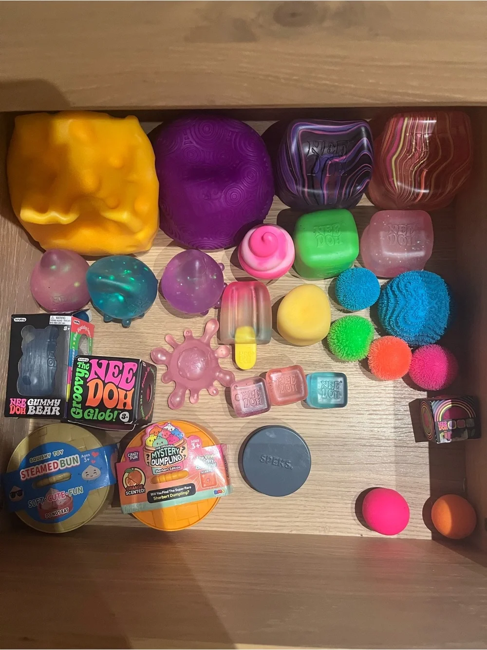 Sensory Squishy Toy Set — Yellow, Purple, Pink & Blue